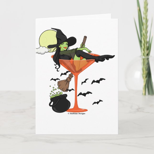 Halloween Martini Girl Greeting Card (Front)