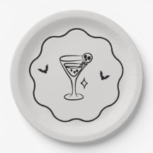 Halloween Martini Skull Paper Party Plate