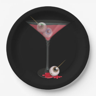 Halloween Martini With Eyeball Paper Plate