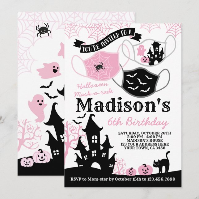 Halloween Mask-a-rade Invitation (Front/Back)