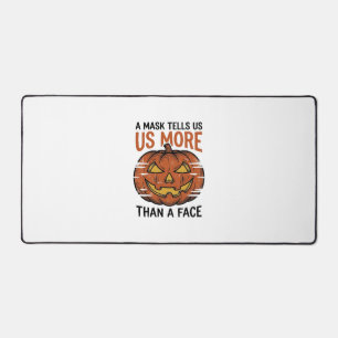 Halloween Mask Quote Vintage Pumpkin Face T-Shirt_ Desk Mat