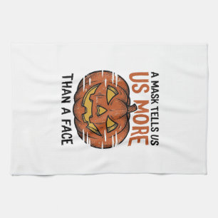 Halloween Mask Quote Vintage Pumpkin Face T-Shirt_ Tea Towel