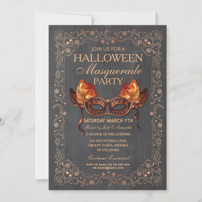 Halloween Masquerade Chalk Ball Gothic  Invitation (Front)