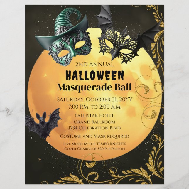 Halloween Masquerade Costume Party Flyer (Front)