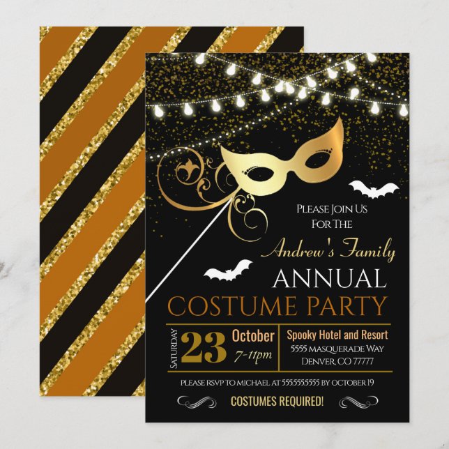 Halloween Masquerade Costume Party Invitation (Front/Back)