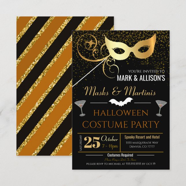 Halloween Masquerade Costume Party Invitation (Front/Back)