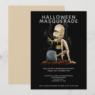 Halloween Masquerade Mummy and Grave Invitation