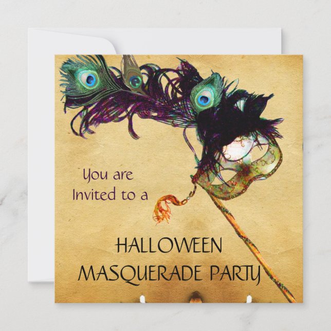 HALLOWEEN MASQUERADE PARTY black blue white Invitation (Front)