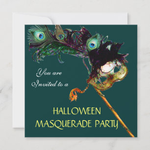 HALLOWEEN MASQUERADE PARTY, Green yellow Invitation