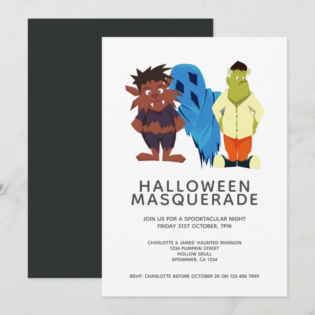 Halloween Masquerade Party Personalised Invitation (Front/Back)