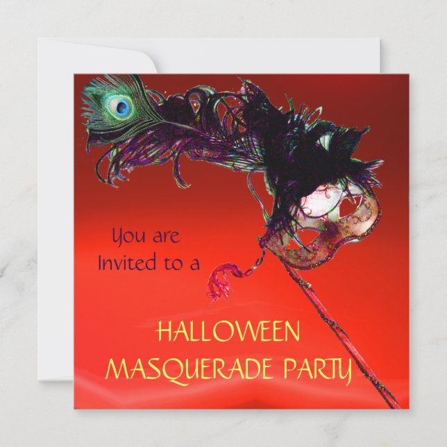 HALLOWEEN MASQUERADE PARTY, Red Yellow Orange Invitation (Front)
