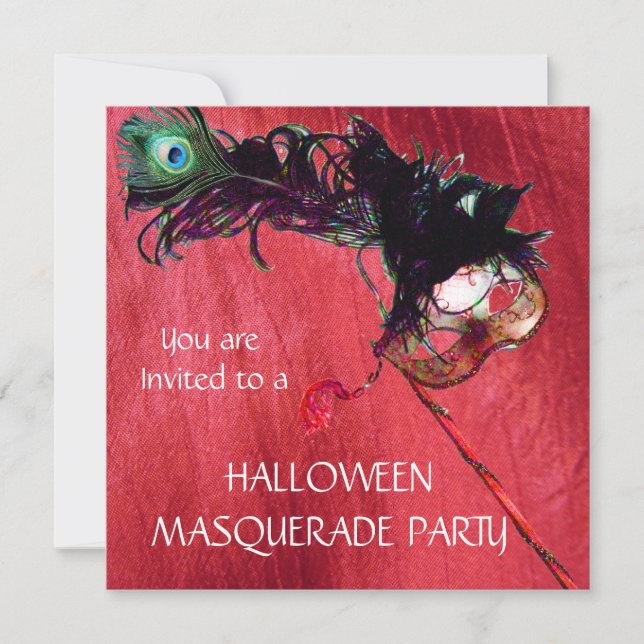 HALLOWEEN MASQUERADE PARTY, Red Yellow silk Invitation (Front)