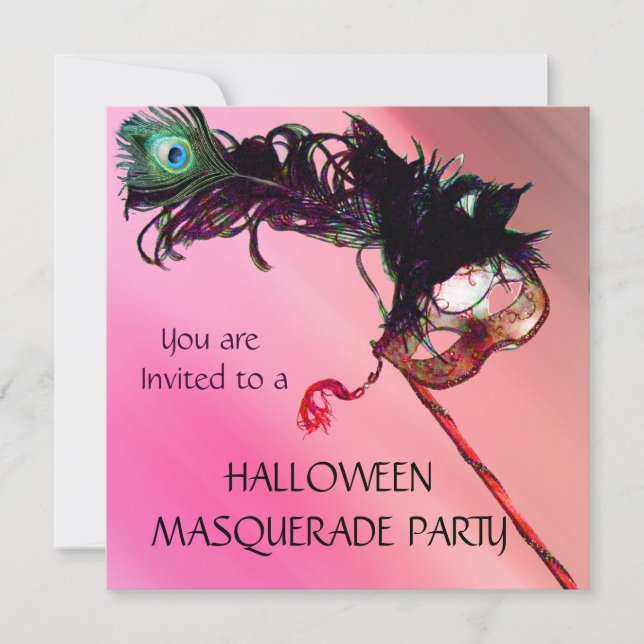 HALLOWEEN MASQUERADE PARTY, Red Yellow silk Invitation (Front)