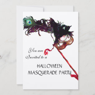 HALLOWEEN MASQUERADE PARTY white black gold Invitation