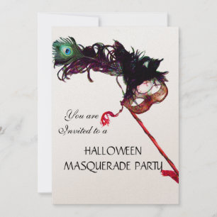 HALLOWEEN MASQUERADE PARTY white black gold Invitation