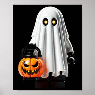 Halloween Master Builder Ghost Kids Building Block Poster