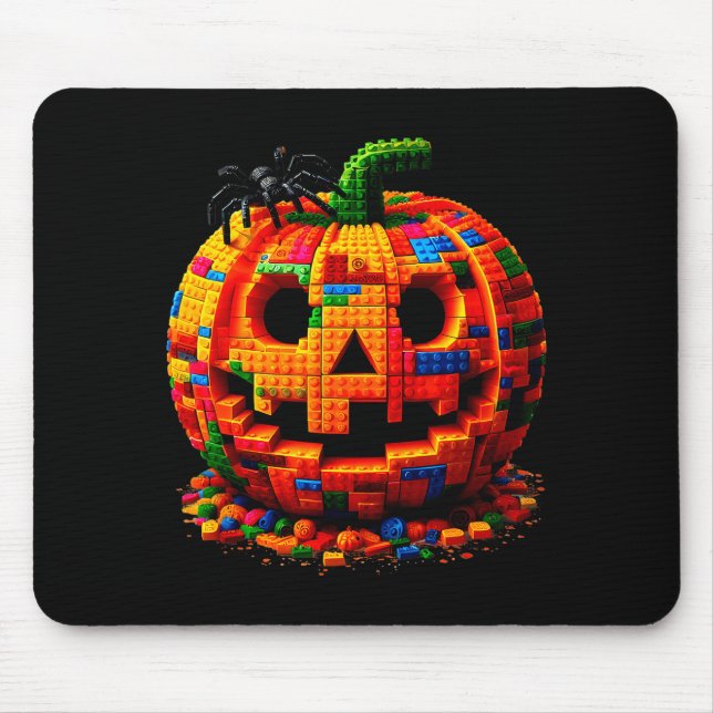 Halloween Master Builder Pumpkin Kids Building Blo Mouse Mat (Front)