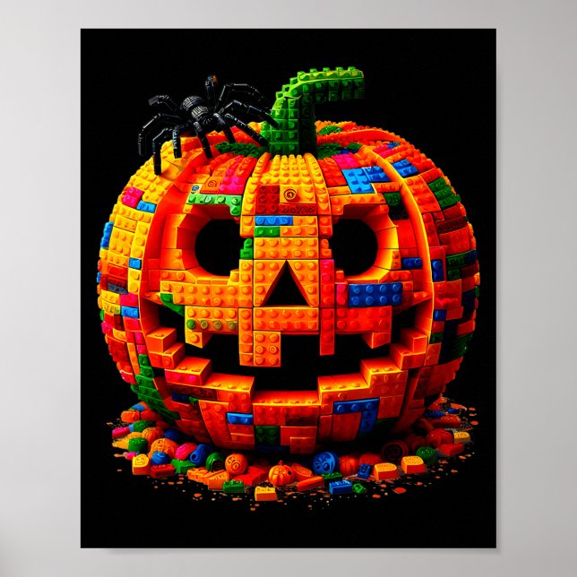 Halloween Master Builder Pumpkin Kids Building Blo Poster (Front)