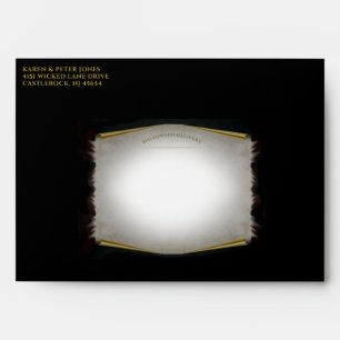 Halloween Match Purple & Black Stripe Party Invite Envelope