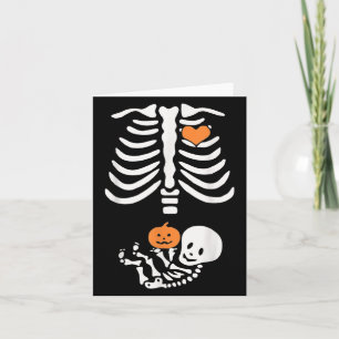 Halloween Maternity Skeleton Baby Heart Pregnancy  Card