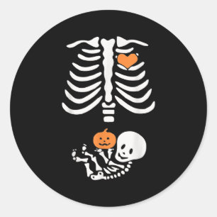 Halloween Maternity Skeleton Baby Heart Pregnancy  Classic Round Sticker