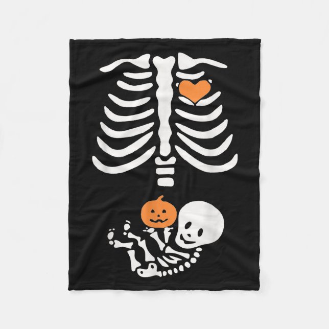 Halloween Maternity Skeleton Baby Heart Pregnancy  Fleece Blanket (Front)