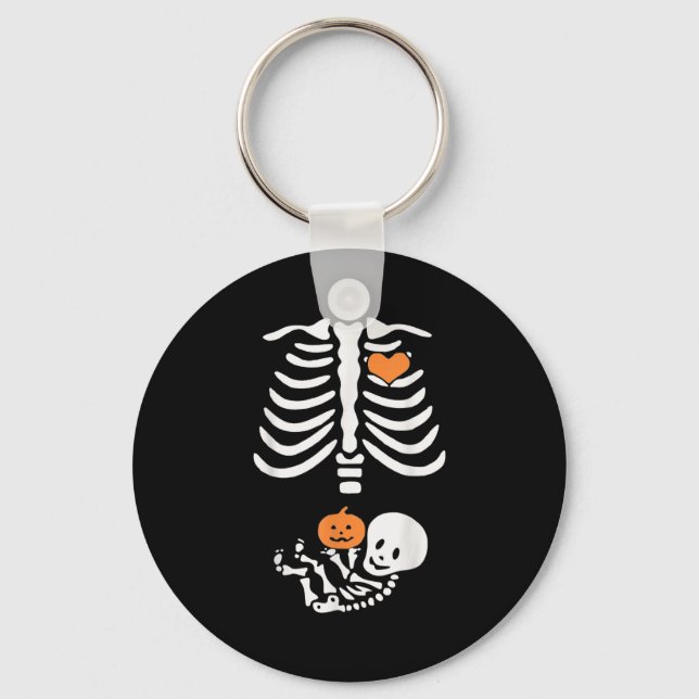 Halloween Maternity Skeleton Baby Heart Pregnancy  Key Ring (Front)