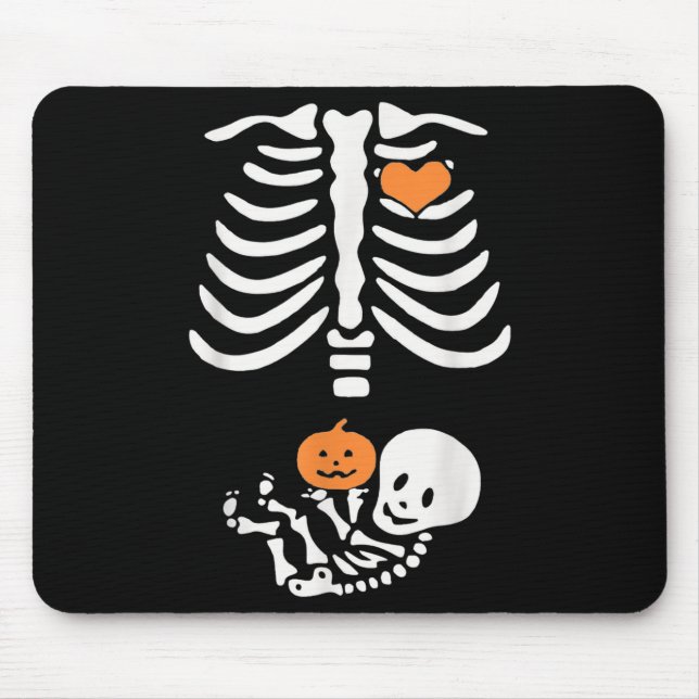 Halloween Maternity Skeleton Baby Heart Pregnancy  Mouse Mat (Front)