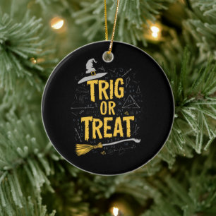Halloween Math Teacher Trig Or Treat School  Ceramic Tree Decoration