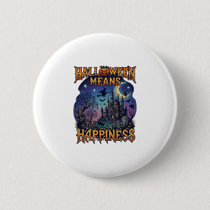 Halloween Means Happiness Haunted Castle Witch Moo 6 Cm Round Badge