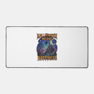 Halloween Means Happiness Haunted Castle Witch Moo Desk Mat