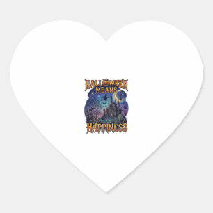 Halloween Means Happiness Haunted Castle Witch Moo Heart Sticker