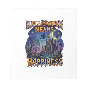 Halloween Means Happiness Haunted Castle Witch Moo Notepad