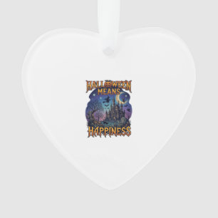 Halloween Means Happiness Haunted Castle Witch Moo Ornament