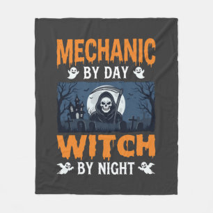 Halloween Mechanic by Day Witch by Night Fleece Blanket