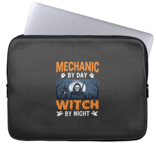 Halloween Mechanic by Day Witch by Night Laptop Sleeve