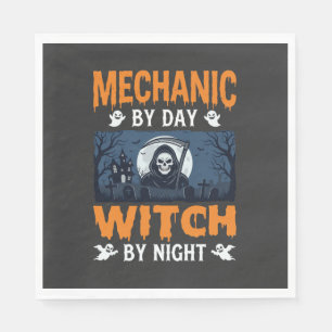 Halloween Mechanic by Day Witch by Night Napkin