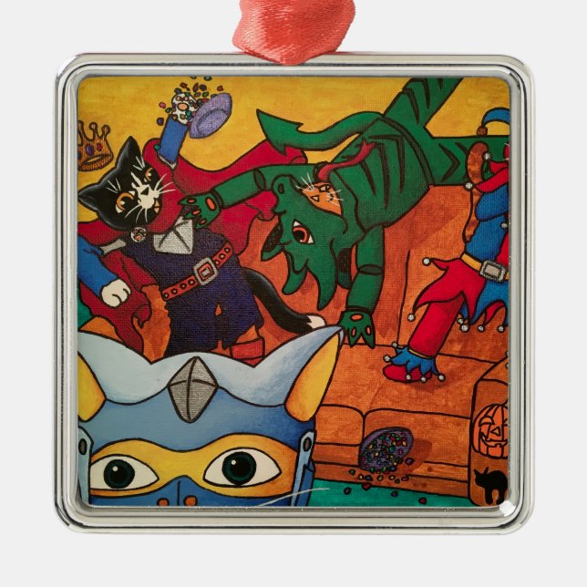 Halloween Mediaeval Knight Costume Cats Metal Tree Decoration (Front)