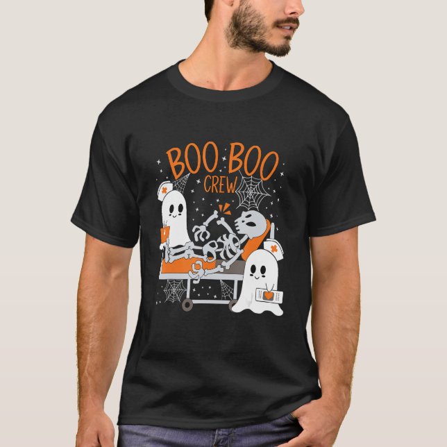 Halloween Medical Ghost And Skeleton Emergency Cre T-Shirt (Front)