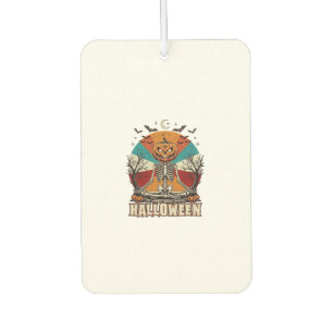 Halloween Meditating Pumpkin Skeleton Retro Sun Ba Car Air Freshener