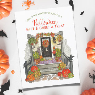 Halloween Meet, Greet, and Treat Party Invitation Postcard