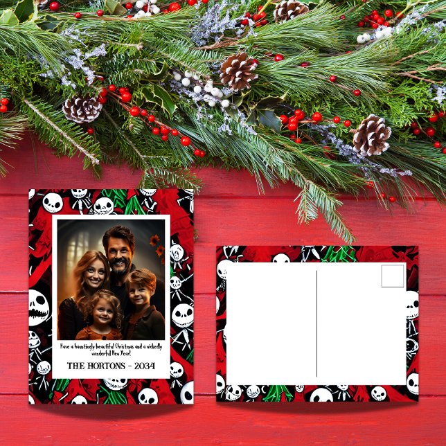 Halloween Meets Christmas Photo Postcard (Jack O Lantern inspired Photo Christmas postcards)