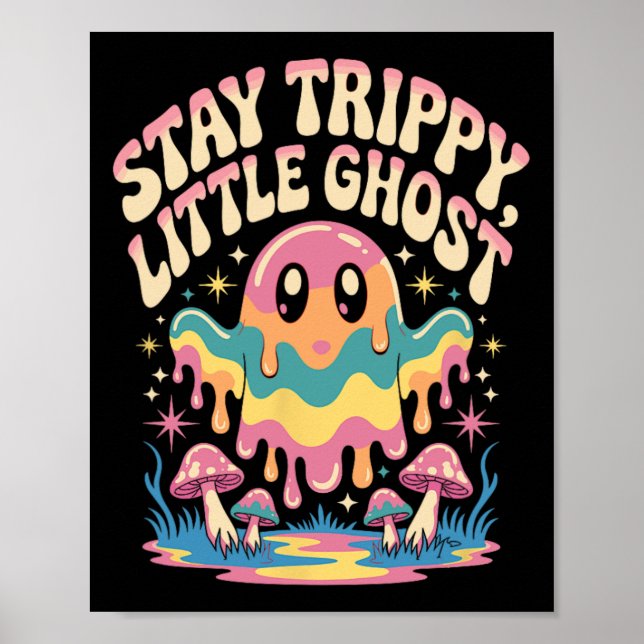 Halloween Melting Ghost Mushroom Patch  Poster (Front)