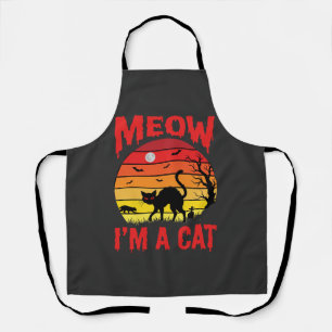 Halloween Meow Im a Cat Retro Sunset Apron