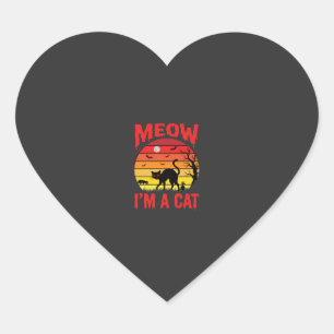 Halloween Meow Im a Cat Retro Sunset Heart Sticker