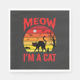 Halloween Meow Im a Cat Retro Sunset Napkin