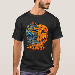 Halloween Merged Skull Pumpkin scary Powerfull T-Shirt