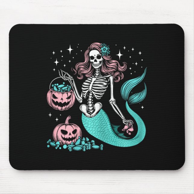 Halloween Mermaid Funny Skeleton  Mouse Mat (Front)
