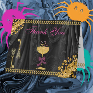 Halloween Message Gold Glitter Skulls Thank You
