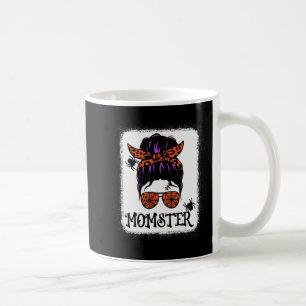Halloween Messy Bun Leopard Pumpkin Momster Coffee Mug